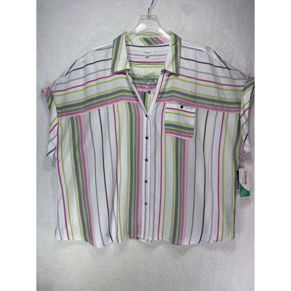 Westbound Woman 3X Short Sleeve Button Up Blouse NWT